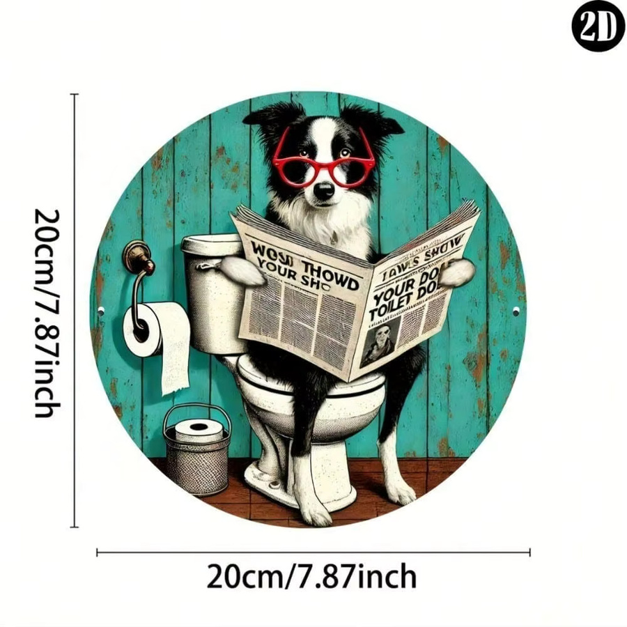 CIFBUY Retro Border Collie Metall-Wandkunst Aluminium-Schild, Mehrfarbig, B/H: 20,32 x 20,32 cm - Bild 2