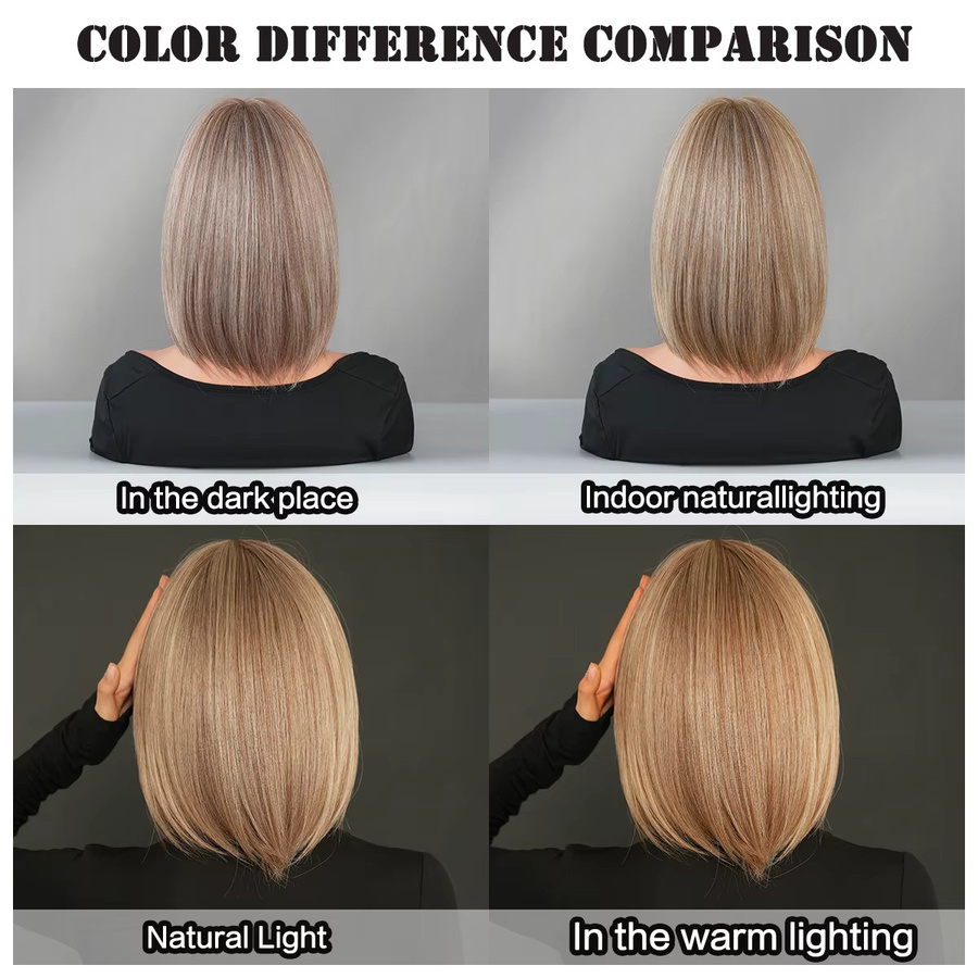 7JHH WIGS Synthetische Bob-Perücke, aschbraun, Damen - Bild 4
