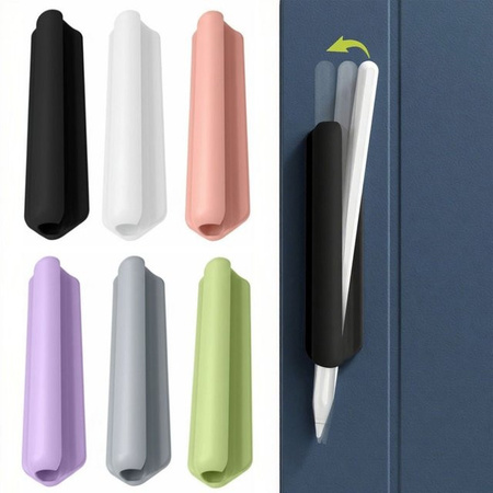 KANNERT Tragbarer Silikon-Bleistifthalter selbstklebend und flexibel für Tablet-Stylus und Federmäppchen in Schwarz oder Lila
