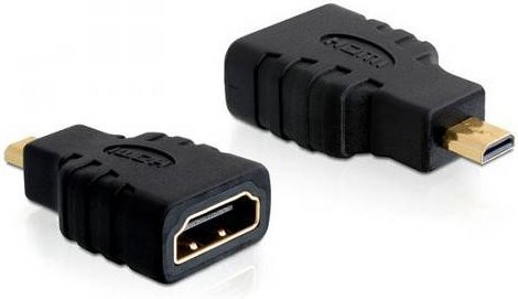 Delock HDMI Adapter Micro HDMI Stecker auf HDMI Buchse Schwarz - Bild 1