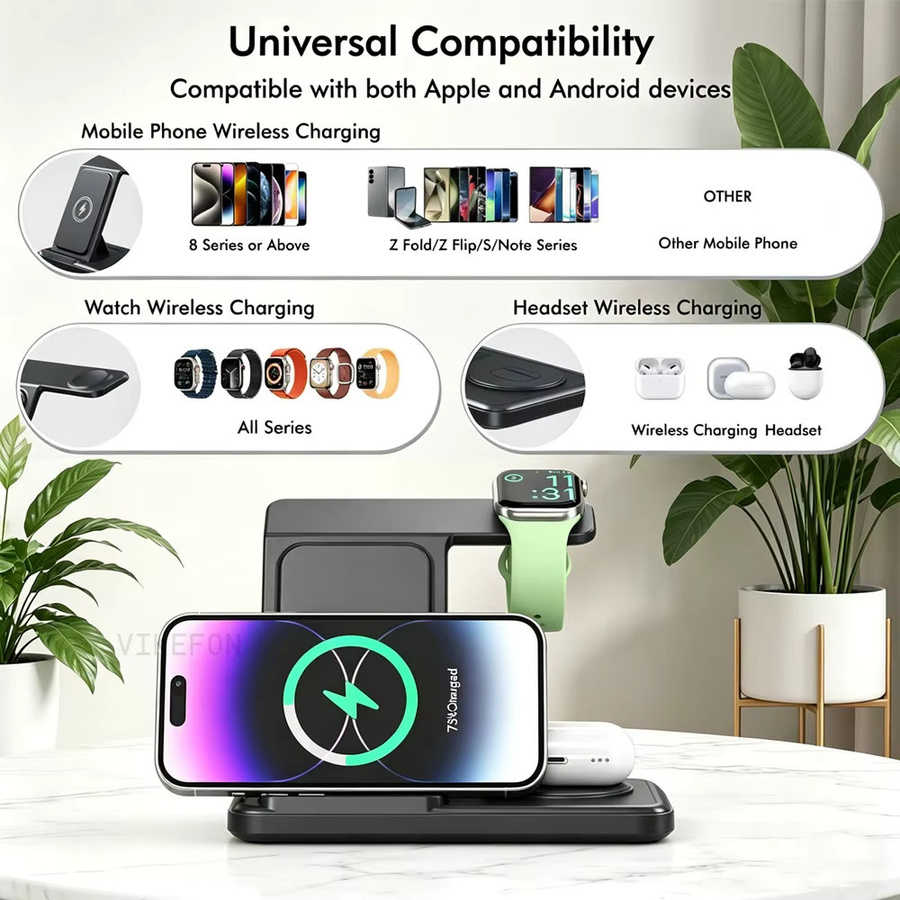 VIKEFON 3-in-1 Kabellose Ladestation für iPhone, Apple Watch und AirPods, Schneller Ladeständer für iOS-Geräte - Bild 4