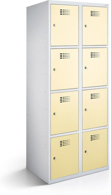 rotstahl Fächerschrank mit 8 Fächern in Elfenbein und lichtgrauem Korpus, B/T/H: 60 x 50 x 180 cm - Bild 1