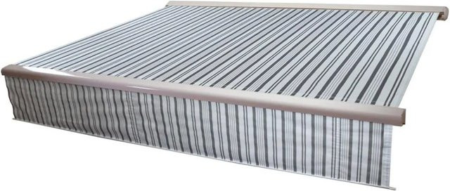 Elektrische Kassetten-Markise H124 mit ausfahrbarem Volant, B/T: 5 x 3 m, Polyester Grau/Weiß - Bild 2