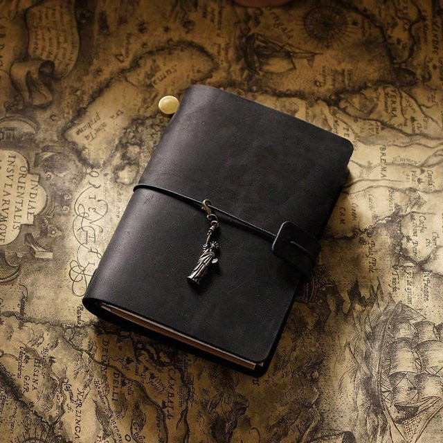 XYNN Reise Notizbuch aus Rindsleder im Vintage-Stil, Softcover Tagebuch in Schwarz, Passport Type - Bild 1
