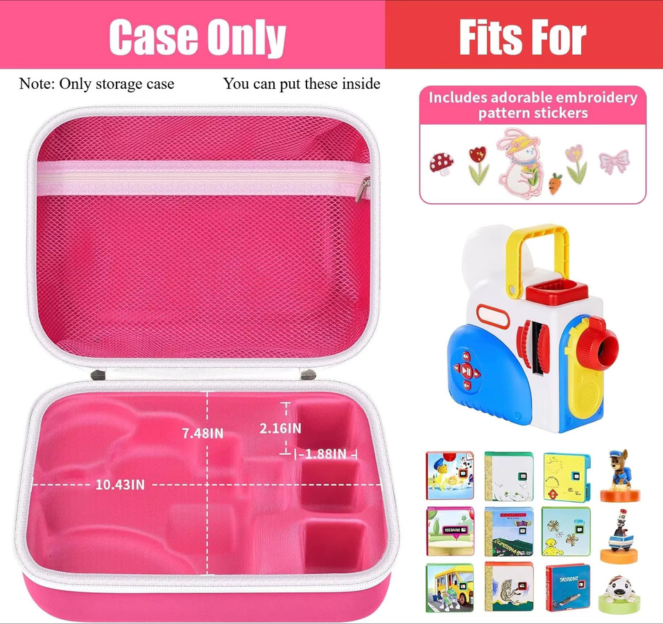 Paiyule Aufbewahrungstasche für Little Tikes Story Dream Machine Starter Set, Organizer aus Stoff in Pink mit 5 DIY-Stickerei-Patches, B/H/T: 28,0 x 13,0 x 28,0 cm - Bild 2