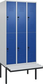 C+P Doppelstock-Spind Classic PLUS Sitzbank mit 3 Abteilen und Sicherheits-Drehriegel, B/T/H: 212 x 90 x 81,5 cm - Bild 1