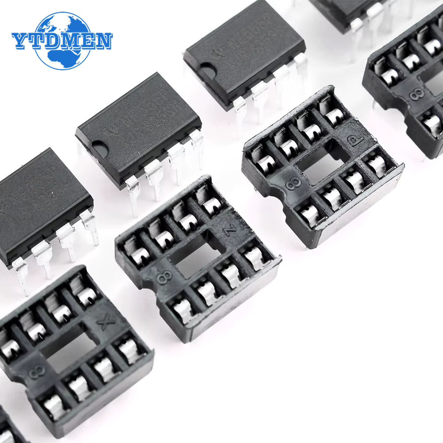 YTDMEN Set mit 20 Stück NE555P IC Oszillator Chips und 8 Pin DIP Sockeln in Schwarz - Bild 3
