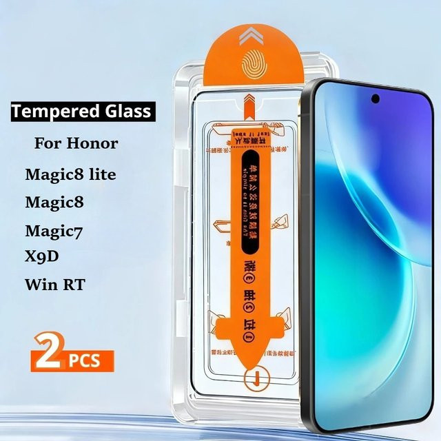 2 Stück Honor Magic 8 Lite Win RT X9D Displayschutzfolie aus 9H gehärtetem Glas in Transparent inklusive Installationswerkzeug-Set - Bild 1