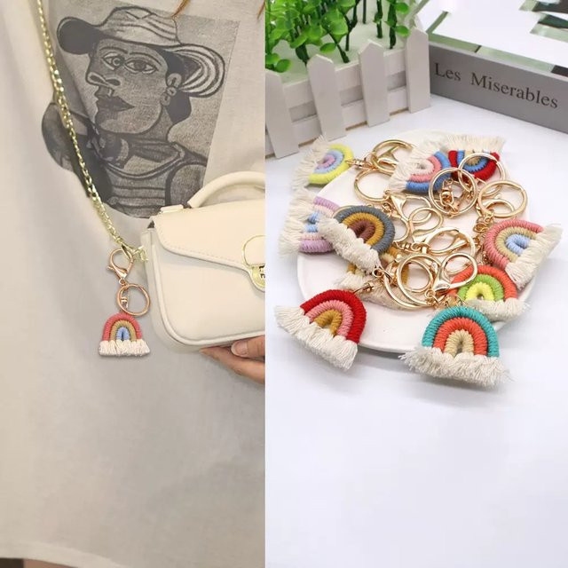 Noter New Bohemia Schlüsselanhänger, Regenbogen, geflochtene Quaste, Unisex - Bild 1