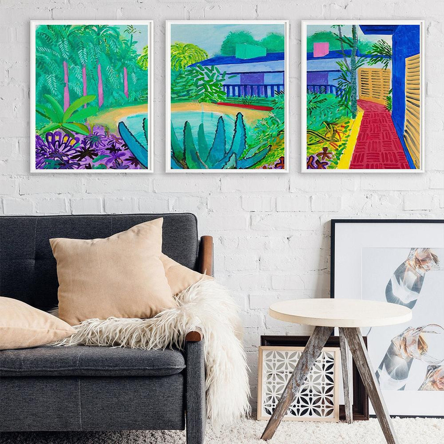 David Hockney Poster Garten Pflanzen Wanddekoration Aquarell Kunst Leinwandgemälde von Scorpio Art Museum, Breite: 30 cm, Höhe: 40 cm - Bild 1