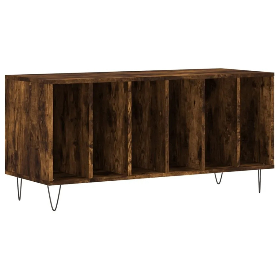 vidaXL Plattenschrank Räuchereiche aus Holzwerkstoff und Eisen in Braun B: 100 cm, T: 38 cm, H: 48 cm - Bild 2