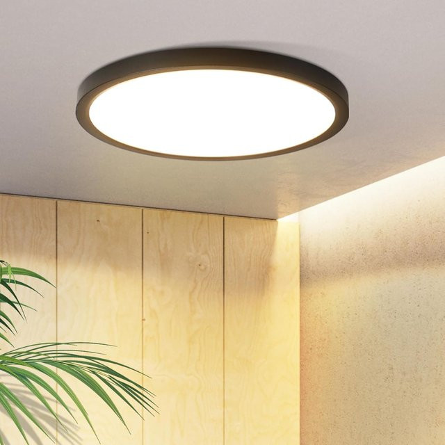 Cliheet LED-Deckenleuchte Schwarz, Rund, 15 W, 3000 K Warmweiß, Durchmesser: 18 cm - Bild 1