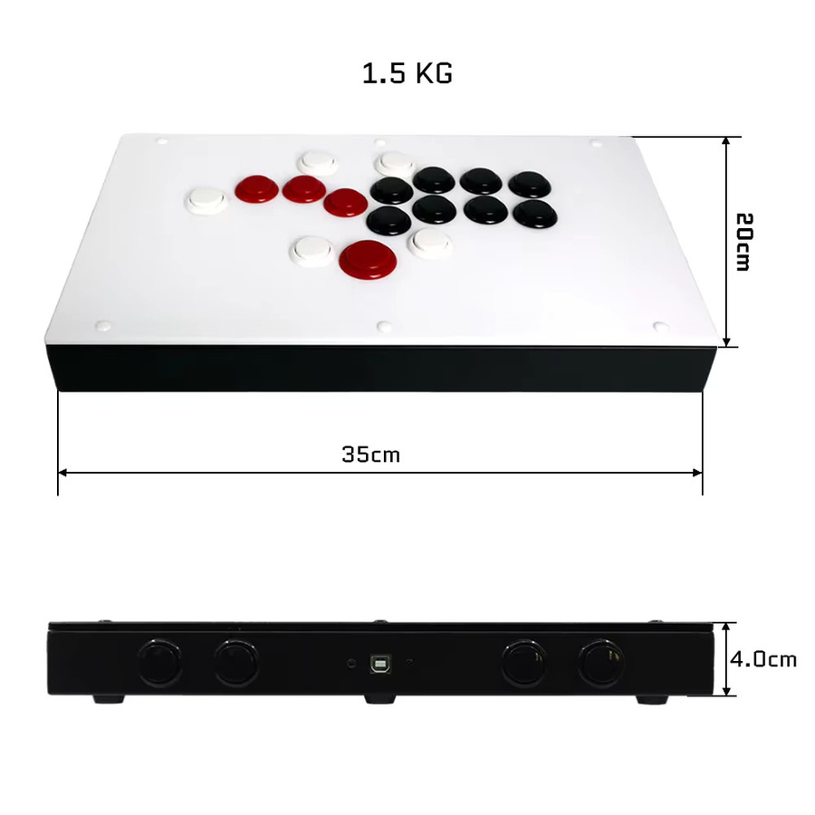 FightBox F-PRO GP2040-CE Arcade-Spielcontroller im Hitbox-Stil mit Sanwa-Tasten und OBSF für PC und PS4, Weiß - Bild 2