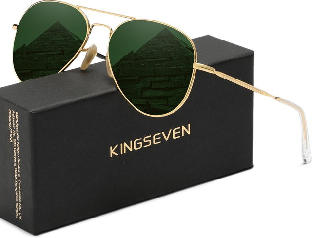 KINGSEVEN Sonnenbrille Pilot, Metall, Gold, Unisex, Vollrand, polarisiert - Bild 1