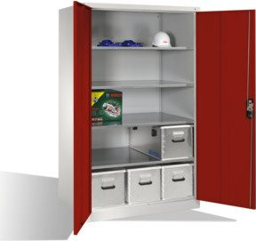 C+P Werkzeugschrank XXL mit Drehtüren und Zylinderschloss, Rubinrot und Lichtgrau, H: 195 cm, B: 120 cm, T: 80 cm - Bild 1