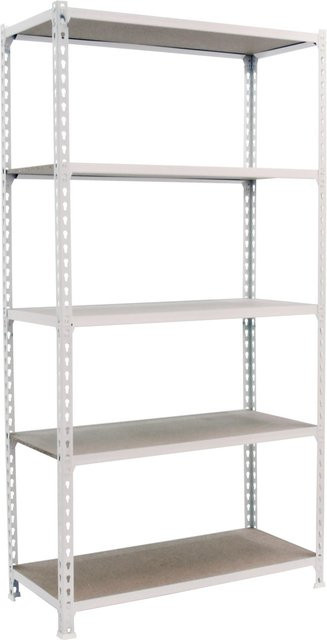PROREGAL Schwerlastregal Muli mit 5 verstellbaren Fachböden in Weiß, H x B x T: 180 x 90 x 50 cm - Bild 1