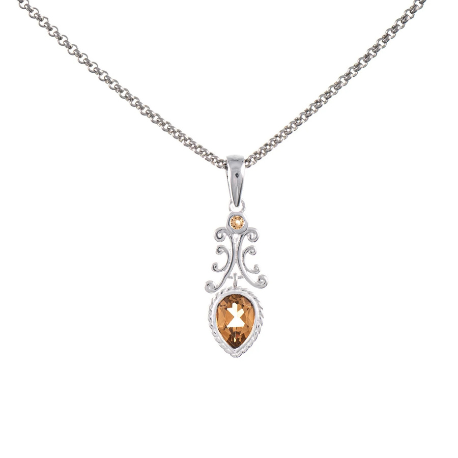 Anhänger mit Kette, 925 Silber, Zirkonia, cognac, Damen - Bild 1