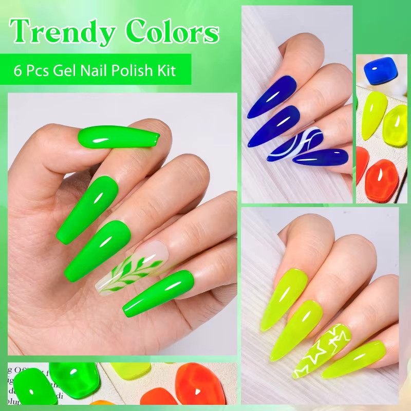 MTSSII Gel-Nagellack, 6 Stück, fluoreszierend, glänzend - Bild 3