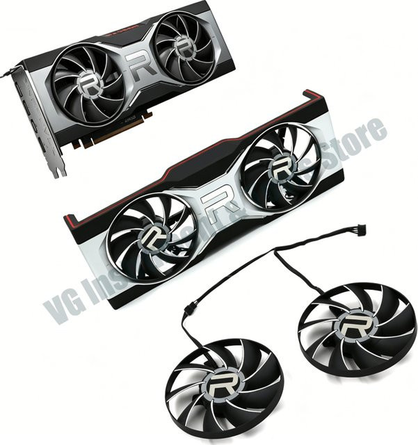 AMD Radeon RX 6700 XT FE Ersatzgehäuse mit RGB Grafikkartenlüftern in Schwarz - Bild 1
