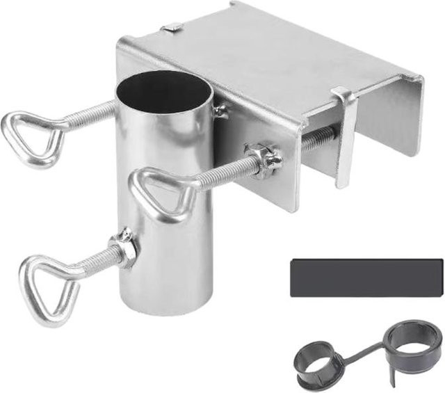 Platzsparender Terrassen Sonnenschirm Halter aus Metall für Balkongeländer und Innenhöfe, passend für Schirme bis 1,5 Zoll - Bild 1