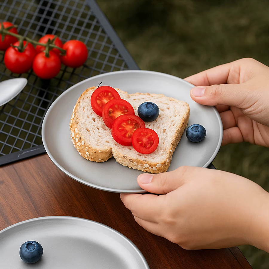 APWIKOGER Serviertablett aus Titan in Silber für Outdoor-Picknick und Zuhause - Bild 6