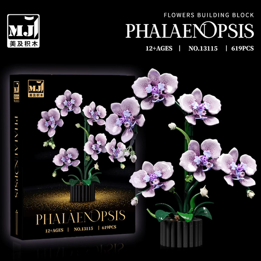 stemedu Phalaenopsis Bausteine Blumen Orchidee, Puzzle Spielzeug, 619 Teile, ab 12 Jahre - Bild 6