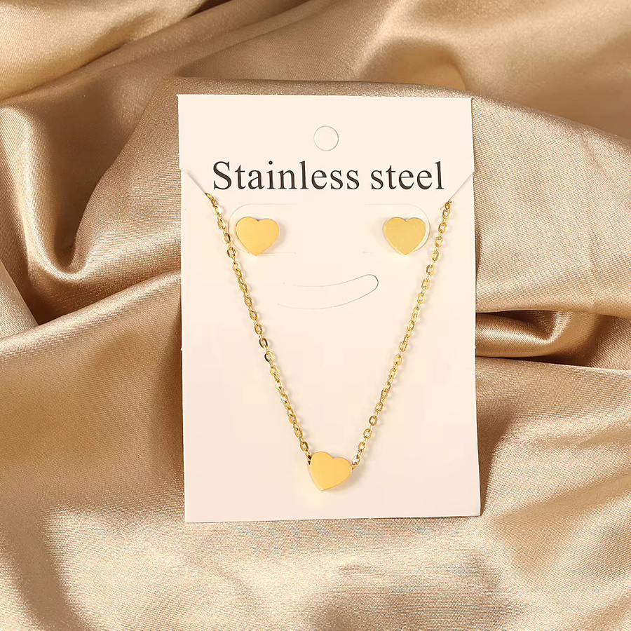 LUXUKISSKIDS Halsketten mit Herz-Anhänger, Edelstahl, Gold, Damen, 2-teilig - Bild 1