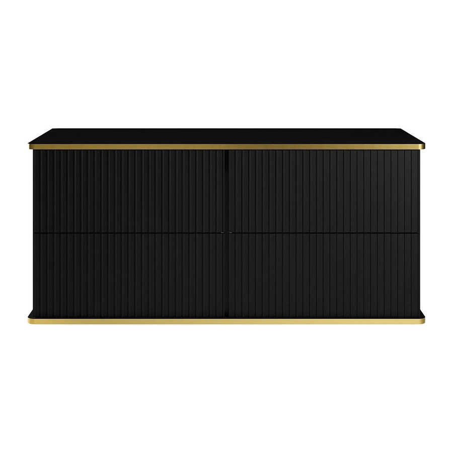 Vente-unique Waschbeckenunterschrank Keliza in Schwarz mit Gold-Akzenten im Art-déco-Stil, Breite: 120 cm - Bild 2
