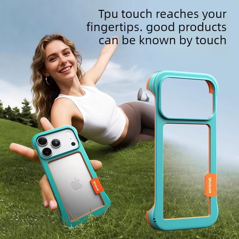 BeisFun Randlose Rahmen-Handyhülle für iPhone 17, 16, 15, 14, 13, 12, 11 Pro Max Plus Mini in Schwarz mit Kontrastfarben und weicher Stoßstangenabdeckung - Bild 3
