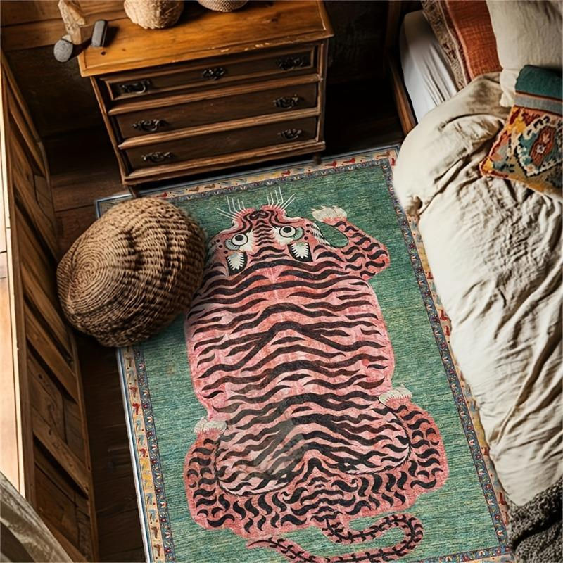 Waschbarer Teppichboden mit Tibetischem Tiger Motiv in Multicolour, Ethnisch und Modern, B/T: 120 x 160 cm - Bild 2