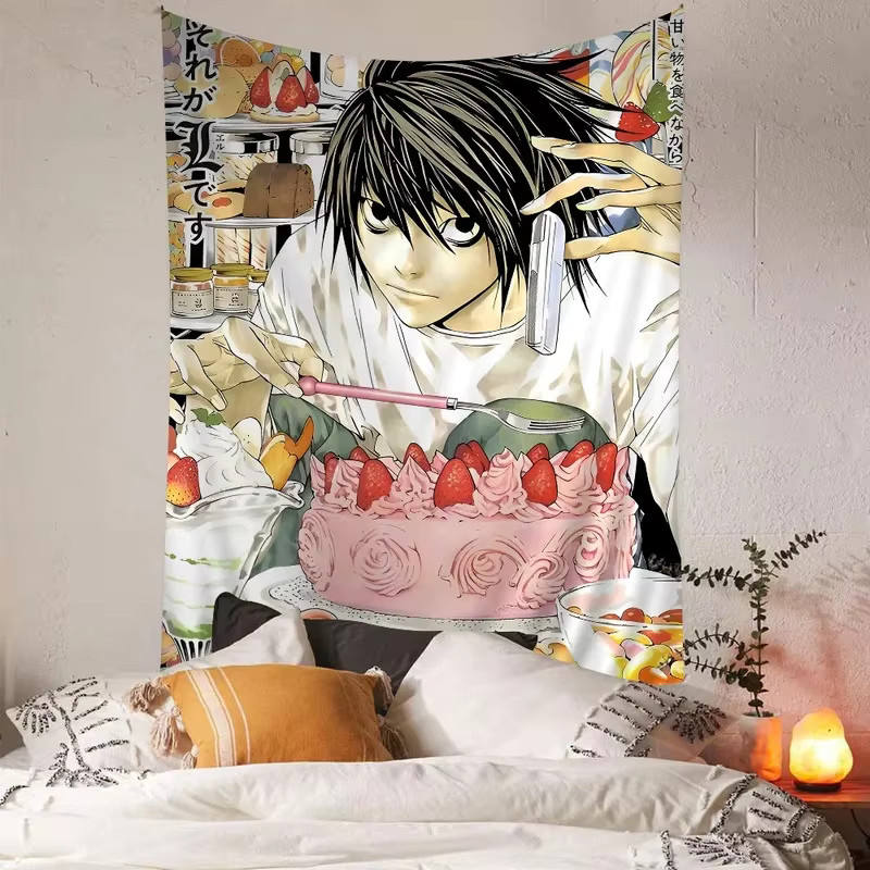 VIKAMA Death Note Anime-Wandteppich in Multicolour, dekorativer Textil-Wandteppich für Schlafzimmer und Spielzimmer, B: 75,0 cm, H: 58,0 cm - Bild 1