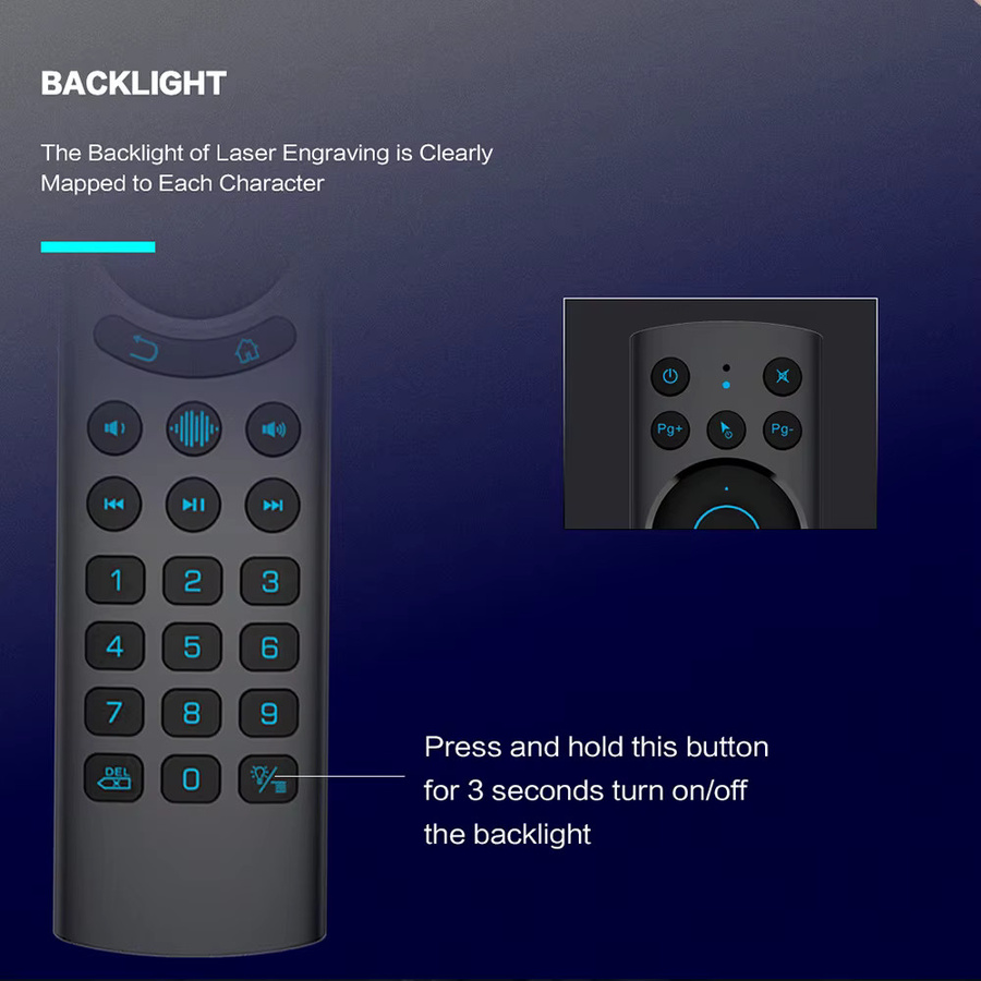KEBIDUMEI G20S PRO Air Mouse mit Hintergrundbeleuchtung, 2,4G und Bluetooth, kabellose Gyroskop-Smart-Fernbedienung mit Sprachsteuerung und IR-Lernfunktion für Android TV, Schwarz - Bild 2