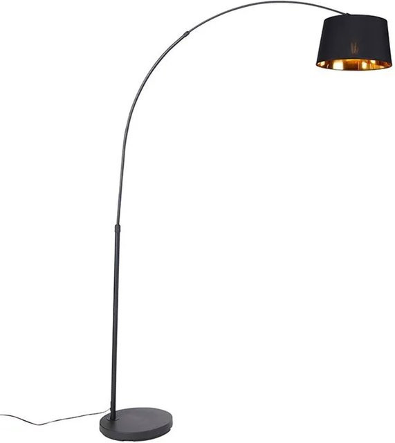 QAZQA Moderne Bogenlampe Arc Basic in Schwarz und Gold, dimmbar und höhenverstellbar, Bogenstehleuchte für Wohnzimmer, Arbeitszimmer oder Schlafzimmer - Bild 1