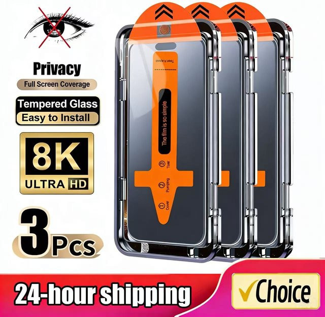 3er-Set Blickschutz-Displayschutzfolie aus Glas für iPhone 11 bis iPhone 17 Pro Max Anti-Spionage Transparent - Bild 1