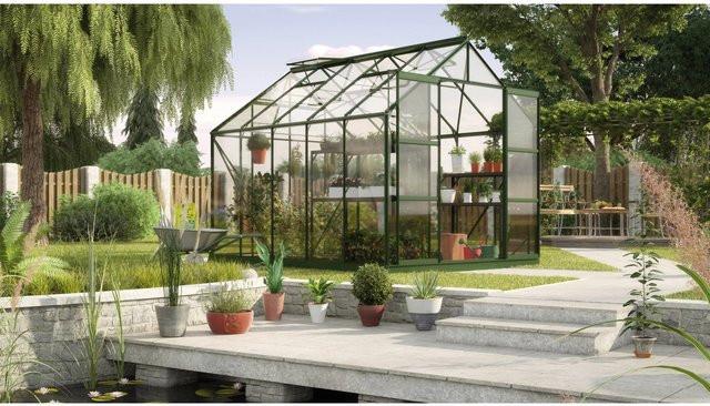 Vitavia Gewächshaus Uranus 8300 in Smaragdgrün mit Sicherheitsglas, Aluminium und Fundament, 8,3 m² - Bild 1