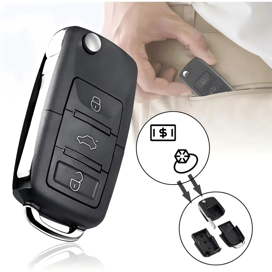 Zimir Mini-Versteck-Safe Auto-Schlüssel-Dummy in Schwarz mit Geheimfach für Geld, Pillen und Münzen - Bild 2