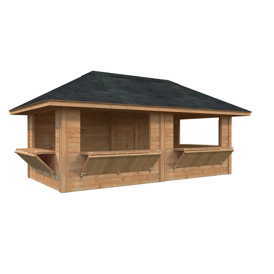 Marktstand Palmako Bianca Set 112 aus Fichtenholz in Braun mit Pyramidendach, B/T/H: 588 x 300 x 319 cm - Bild 2