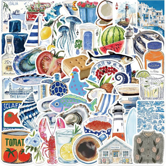 Rspctou Kunst Blau Ästhetische Aufkleber, 10-teiliges Set - Bild 1