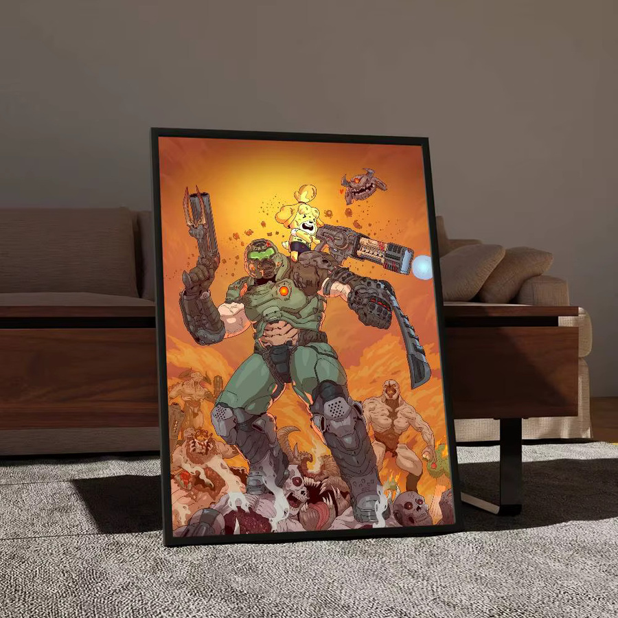 Vintage Poster Game DOOM Eternal Wandkunst im Retro-Stil als mehrfarbige Grafik für deine Wanddekoration - Bild 4