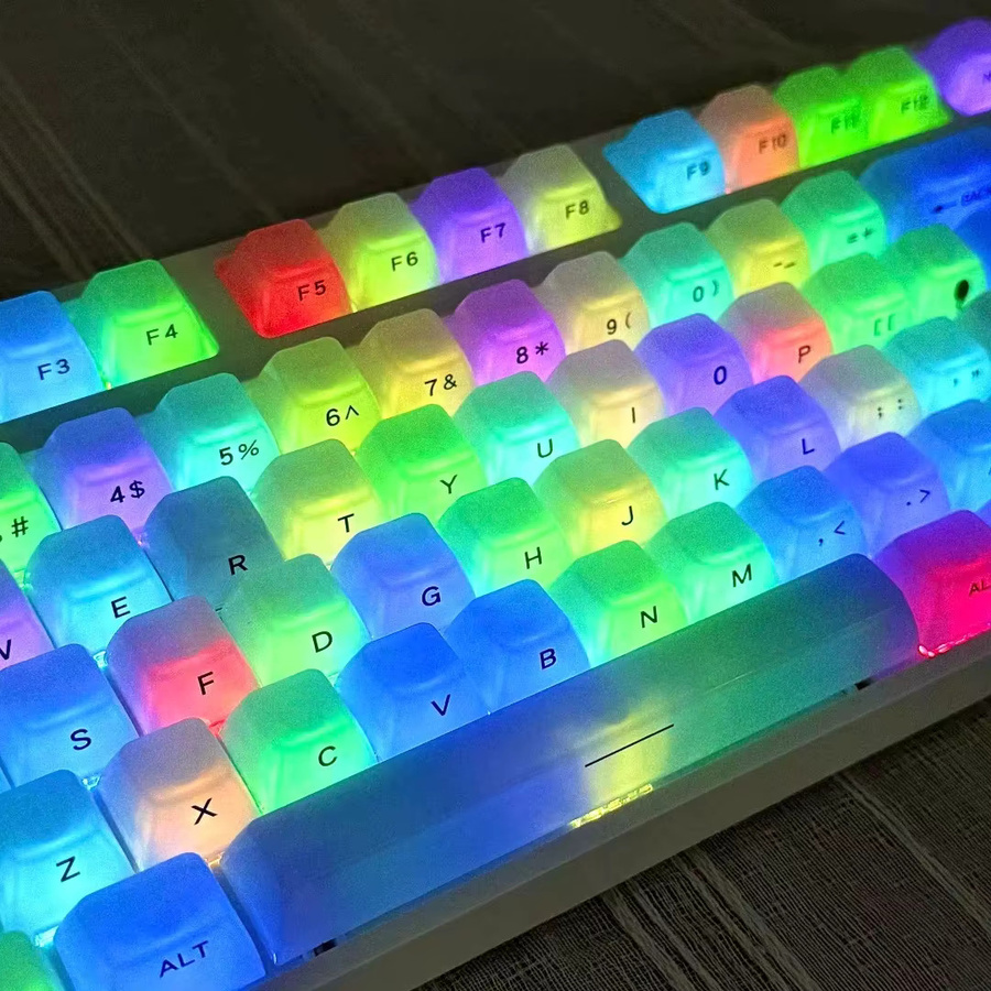 DIXSG Tastenkappen-Set aus mattiertem transluzentem PC in Weiß und Rot, 115 Tasten im OEM-Profil für Cherry und Gateron MX Schalter, ideal für deine Gaming-Tastatur - Bild 5