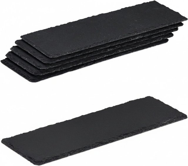 Relaxdays Servierplatten Schiefer Set in Anthrazit, 6er Set, beschriftbar und rutschfest, B/T/H: 30 x 10 x 0,8 cm - Bild 1