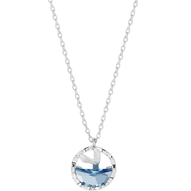 Halskette 925 Silber, Meerjungfrau, Blau Kristall, Unisex - Bild 4