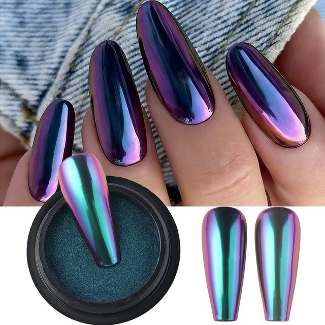 Full Beauty Nagelpuder Pigment, Lila-Blau, Metallic - Bild 1