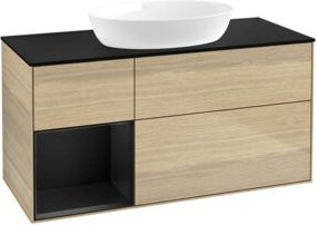 V&B Waschtischunterschrank Finion in Blau mit Eichenregal, Breite: 120 cm, Tiefe: 50,1 cm, Höhe: 50,1 cm - Bild 1