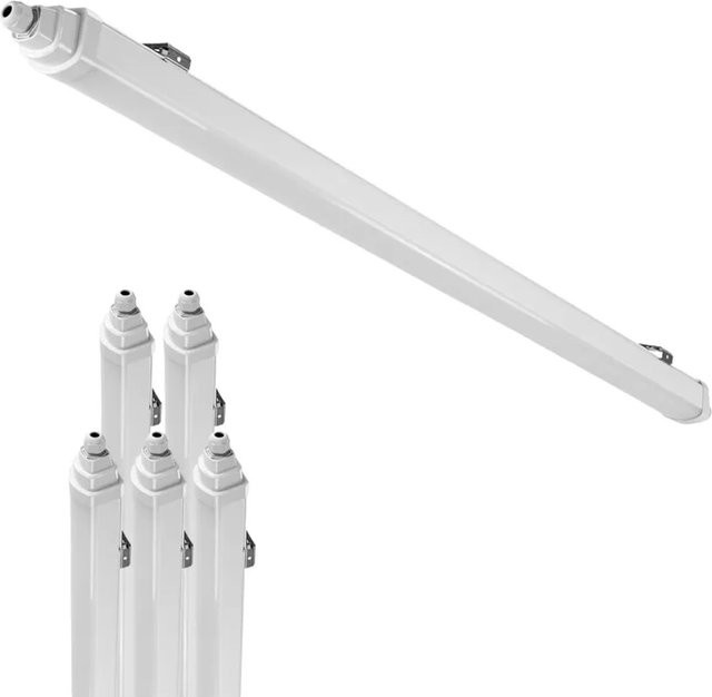 ENOVALITE 6er-Set LED Feuchtraumleuchten in Weiß, 48W, 5760lm, 4000K Neutralweiß, IP65, IK06, durchschleifbar, Länge: 150 cm - Bild 1