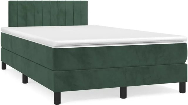 vidaXL Boxspringbett mit Matratze in Dunkelgrün aus Samt, Hybrid-Design mit Taschenfederkern, B/T: 120 x 200 cm - Bild 1