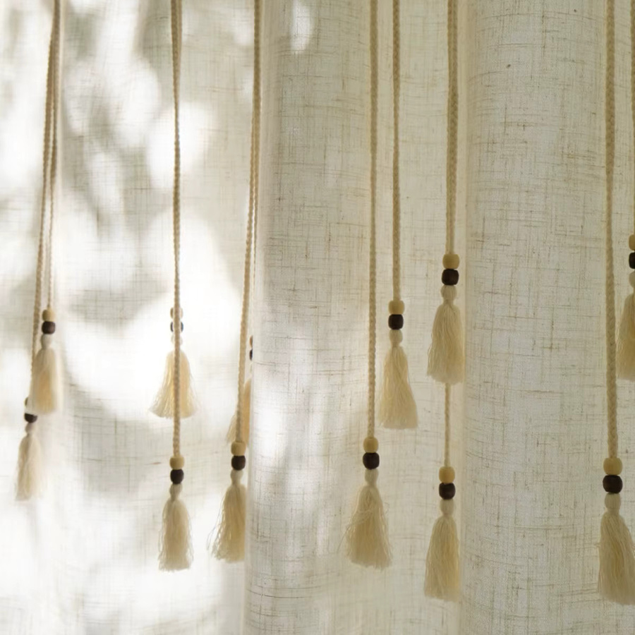 CENTURyMiG Halbvorhang im japanischen Stil in Beige, 1-teilig, modern und halbtransparent mit Leinengefühl, Breite: 107 cm, Höhe: 150 cm - Bild 2