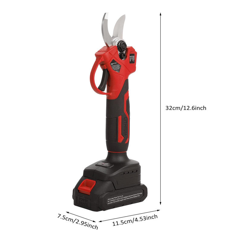 TOMTOP JMS Elektrische Gartenschere mit 20 V Akku und 30 mm Schnittdurchmesser aus Kohlenstoffstahl in Rot - Bild 2