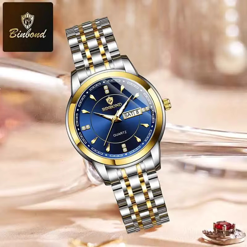 BINBOND Armbanduhr Quarz, Edelstahl, Blau, Damen - Bild 1