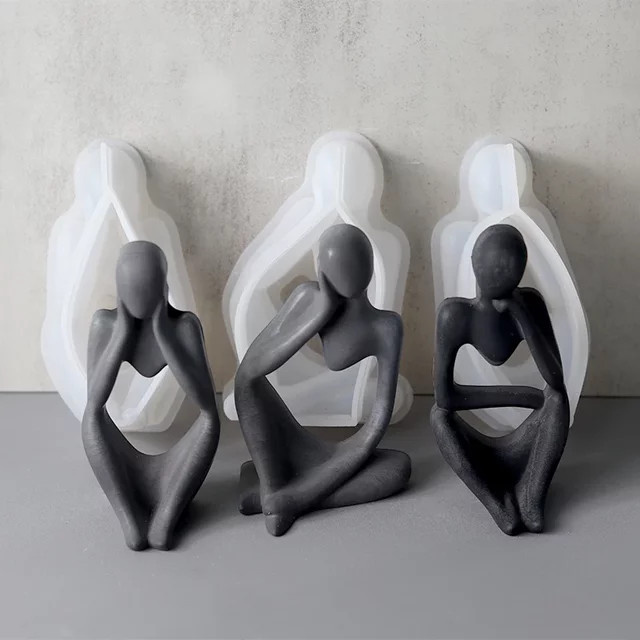 Silikonform für DIY Denker Statue im abstrakten Nordic-Design zur Gestaltung von Gips- und Epoxidharz-Ornamenten - Bild 1
